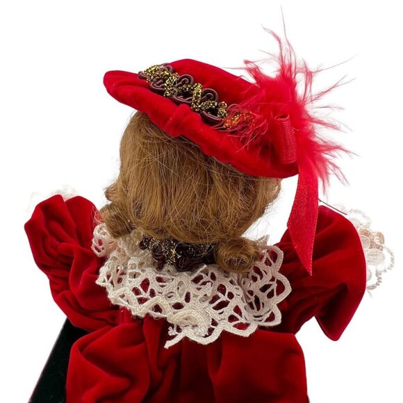 Vintage Jack-In-The-Box Jester Porcelain Doll With Red Velvet Victorian Outfit L - Picture 6 of 10